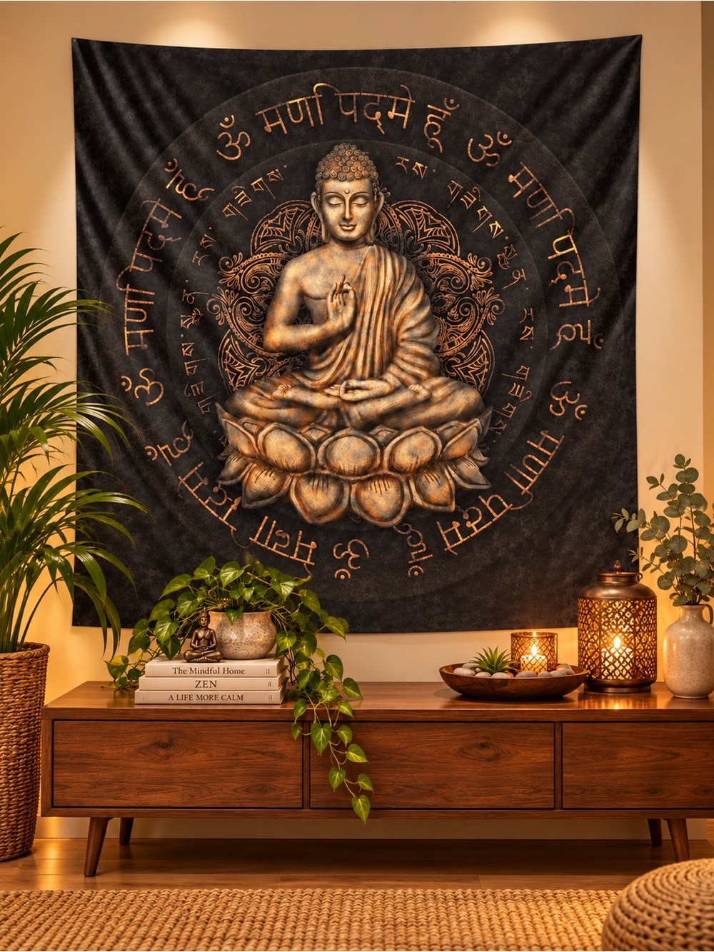The Eleanor Collection Large Buddha Mandala Meditation Tapestry.